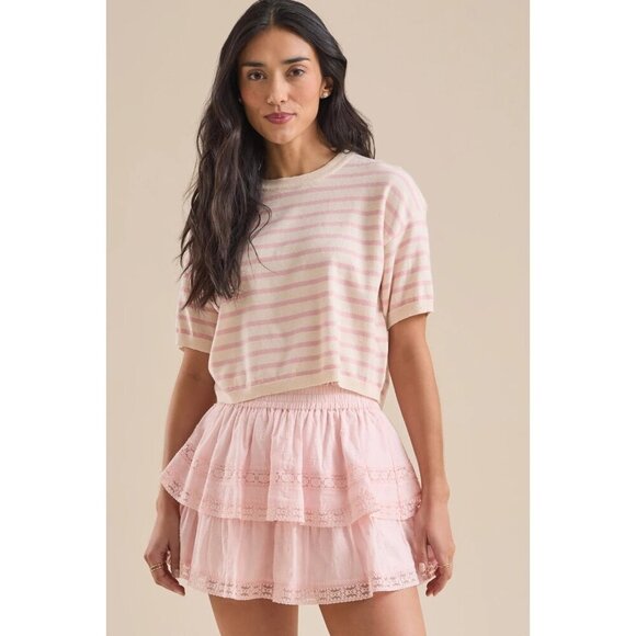 NEW ALTAR'D STATE RALEIGH LAYERED LACE SHORTS PINK LARGE - Picture 1 of 12